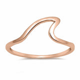 Wave Band Ring Simple Plain Rose Tone 925 Sterling Silver