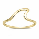 Wave Band Ring Simple Plain Yellow Tone 925 Sterling Silver