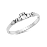 Petite Dainty Claddagh Band Plain 925 Sterling Silver Irish Promise Ring