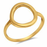 Circle O Simple Plain Open Ring Band Yellow Tone 925 Sterling Silver