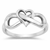 Heart Infinity Ring Band Two Tone 925 Sterling Silver Rose Tone Infinity Heart