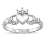 Claddagh Ring Band Crown Plain Claddagh 925 Sterling Silver