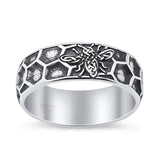 Celtic Honey Bee Comb Design Oxidized Band Ring Solid 925 Sterling Silver Thumb Ring 8mm