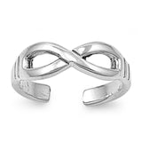 Infinity Toe Ring Adjustable Fashion Jewelry 925 Sterling Silver (6mm)