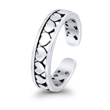 Heart Toe Ring Adjustable Band 925 Sterling Silver (4mm)