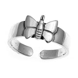 Butterfly Silver Toe Ring Adjustable Band 925 Sterling Silver (7mm)