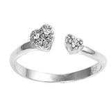 Heart Silver Toe Ring Simulated Cubic Zirconia Band 925 Sterling Silver (5mm)