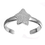 Star Toe Ring Simulated Cubic Zirconia Adjustable 925 Sterling Silver (8mm)