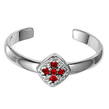 Silver Toe Ring Simulated Ruby CZ Adjustable 925 Sterling Silver (6mm)