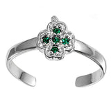 Silver Toe Ring Simulated Emerald CZ Band 925 Sterling Silver (8mm)