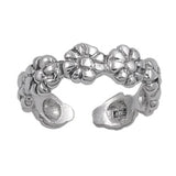 Silver Toe Ring Plumeria Adjustable Fashion Jewelry 925 Sterling Silver (5mm)