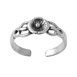 Plumeria Silver Toe Ring Band Adjustable 925 Sterling Silver (6mm)