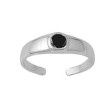 Silver Toe Ring Band Simulated Black CZ 925 Sterling Silver For Women (5mm)