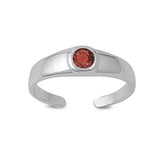 Silver Toe Ring Band Simulated Garnet CZ 925 Sterling Silver For Women (5mm)