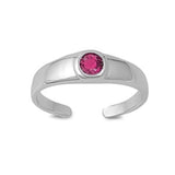 Silver Toe Ring Band Simulated Ruby CZ 925 Sterling Silver For Women (5mm)