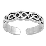 Celtic Silver Toe Ring Adjustable Band 925 Sterling Silver (4mm)