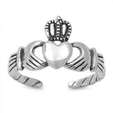 Claddagh Toe Ring Band Adjustable 925 Sterling Silver (9mm)