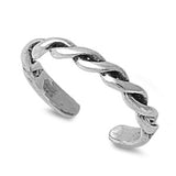 Adjustable Braid Toe Ring Band 925 Sterling Silver (2mm)