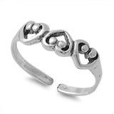 Adjustable Heart Toe Ring Fashion Jewelry 925 Sterling Silver (4mm)