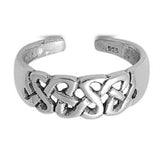 Celtic Silver Toe Ring Band Adjustable 925 Sterling Silver (6mm)