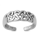 Celtic Silver Toe Ring Band Adjustable 925 Sterling Silver (6mm)
