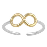 2-Tone Infinity Toe Ring Adjustable Band Fashion Jewelry 925 Sterling Silver (5mm)
