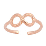 Rose Tone, Silver Infinity Toe Ring Adjustable Band 925 Sterling Silver (5mm)