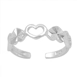 Heart Toe Ring Adjustable Band 925 Sterling Silver (4mm)