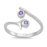 Silver Toe Ring Simulated Amethyst CZ Band 925 Sterling Silver (10mm)