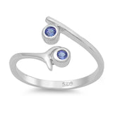 Silver Toe Ring Simulated Blue Sapphire CZ Band 925 Sterling Silver (10mm)