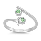 Silver Toe Ring Simulated Emerald CZ Band 925 Sterling Silver (10mm)