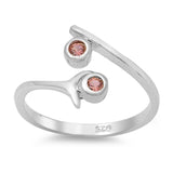 Silver Toe Ring Simulated Garnet CZ Band 925 Sterling Silver (10mm)