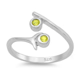 Silver Toe Ring Simulated Peridot CZ Band 925 Sterling Silver (10mm)