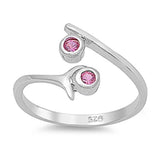 Silver Toe Ring Simulated Ruby CZ Band 925 Sterling Silver (10mm)