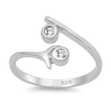 Silver Toe Ring Simulated Clear CZ Band 925 Sterling Silver (10mm)