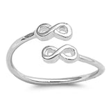 Double Infinity Wraparound Toe Ring Band Adjustable 925 Sterling Silver (5mm)