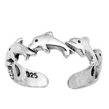 Adjustable Dolphins Toe Ring Band Fashion Jewelry 925 Sterling Silver (4mm)