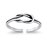 Adjustable Knot Toe Ring Band 925 Sterling Silver (6mm)