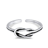 Adjustable Knot Toe Ring Band 925 Sterling Silver (6mm)