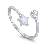 Adjustable Star Toe Ring Simulated Cubic Zirconia Band 925 Sterling Silver (9mm)