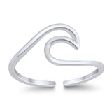 Wave Shape Adjustable Silver Toe Ring Band 925 Sterling Silver (9mm)