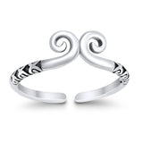 Spiral Silver Toe Ring Adjustable Band 925 Sterling Silver (6mm)