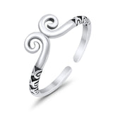 Spiral Silver Toe Ring Adjustable Band 925 Sterling Silver (6mm)