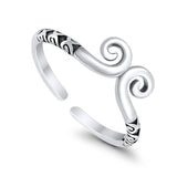 Spiral Silver Toe Ring Adjustable Band 925 Sterling Silver (6mm)