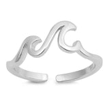 Little Waves Toe Ring Adjustable Band 925 Sterling Silver (5mm)