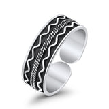 Adjustable Silver Bali Design Toe Ring Band 925 Sterling Silver (5mm)