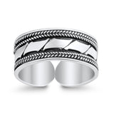Bali Design Toe Ring For Women Adjustable Band 925 Sterling Silver (6mm)
