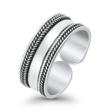 Adjustable Bali Design Toe Ring Band For Women 925 Sterling Silver (7mm)