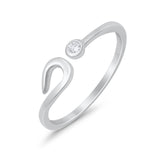 Adjustable Silver Toe Ring Simulated Cubic Zirconia 925 Sterling Silver (4mm)