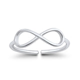 Dainty Infinity Toe Ring Adjustable Band 925 Sterling Silver For Women (5mm)